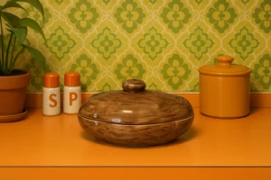 Vintage Ceramic Potato Baker Casserole Dish with Lid