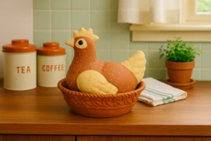 Vintage Ceramic Hen on Nest Covered Dish – Farmhouse Chicken
