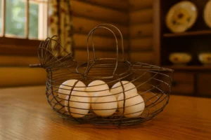 Vintage Wire Duck Egg Basket – Farmhouse Kitchen Collectible