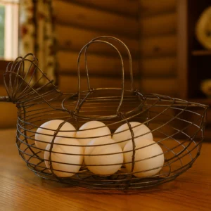 Vintage Wire Duck Egg Basket – Farmhouse Kitchen Collectible