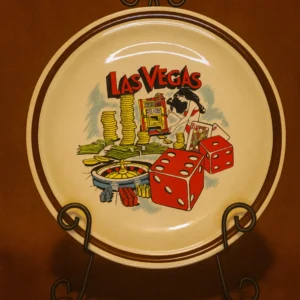 Vintage Las Vegas Souvenir Plate – Golden Stone Korea