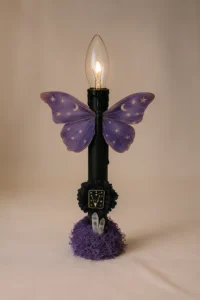 Handmade Gothic Candle Lamp with Black Pumpkin & Butterfly – Retro Hutch