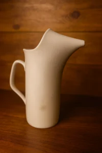 Mid-Century Modern White Crackle Glaze Pitcher – 1950s Royal Haeger Style