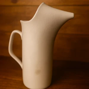 Mid-Century Modern White Crackle Glaze Pitcher – 1950s Royal Haeger Style