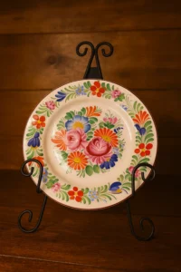 Vintage Hand-Painted Floral Ceramic Plate