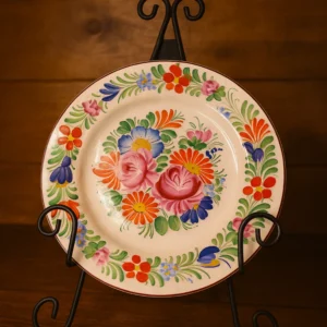 Vintage Hand-Painted Floral Ceramic Plate