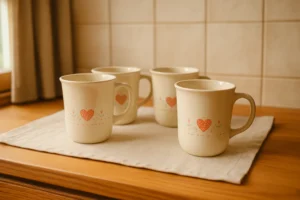 Vintage Floral Stoneware Dinner Set – Cream with Yellow Blooms (12-Piece Set)