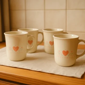 Vintage Floral Stoneware Dinner Set – Cream with Yellow Blooms (12-Piece Set)