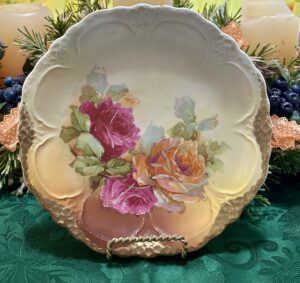 Antique Hand-Painted Porcelain Floral Bowl – Signed & Dated 1929