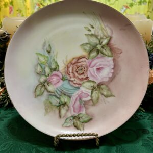 Vintage German Hand-Painted Floral Porcelain Plate