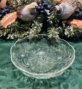 Vintage Floral Pressed Glass Bowl (1940s–1960s)